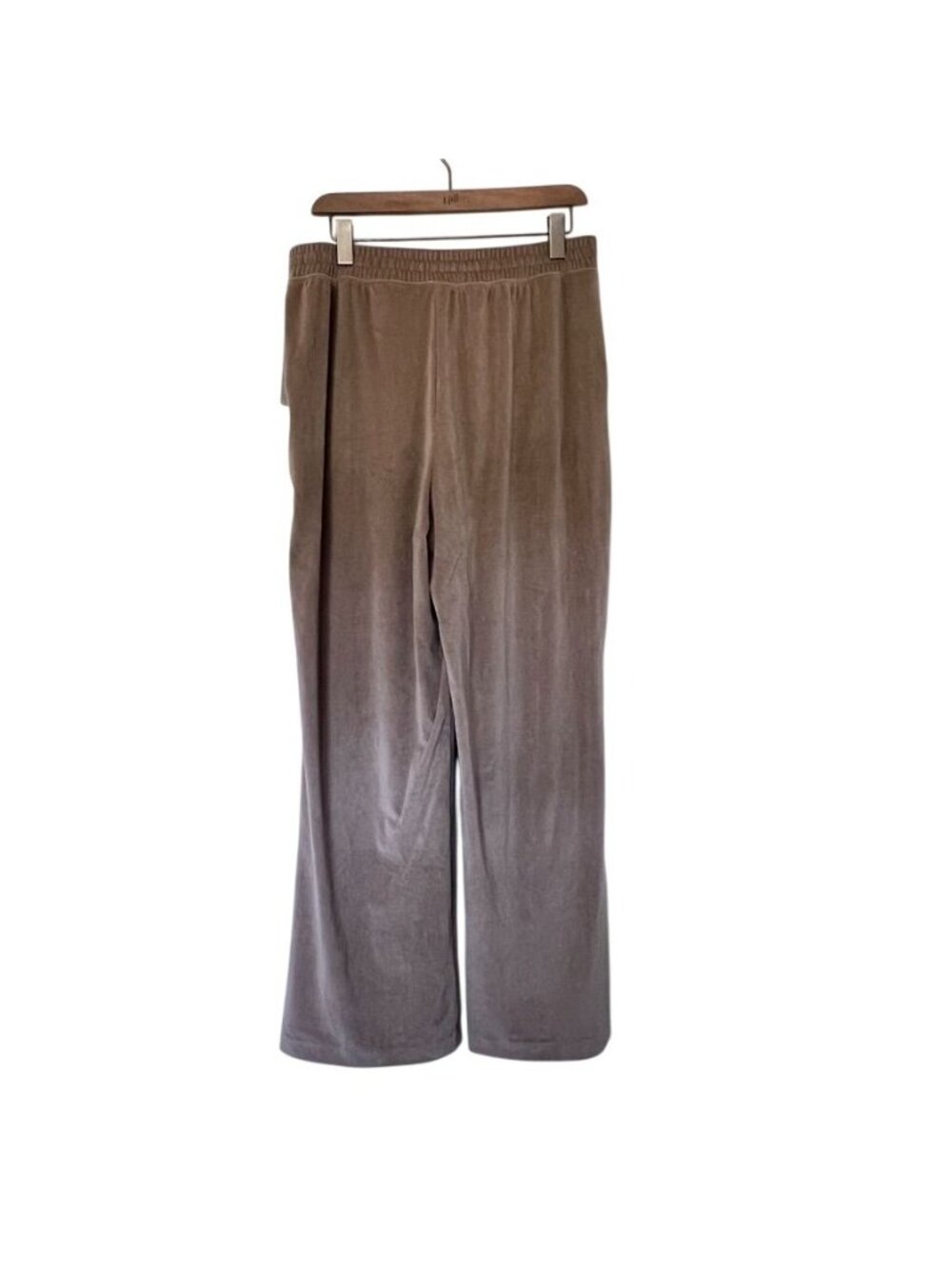 Marika Women L Pants Camel Tan Velour Wide-Leg Lounge Relaxed Ultra Soft Cozy - Picture 3 of 14